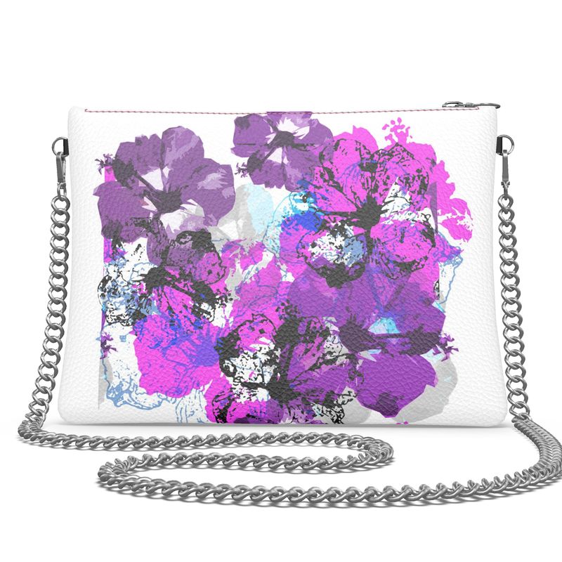 Crossbody Bag with Chain magenta Flowers